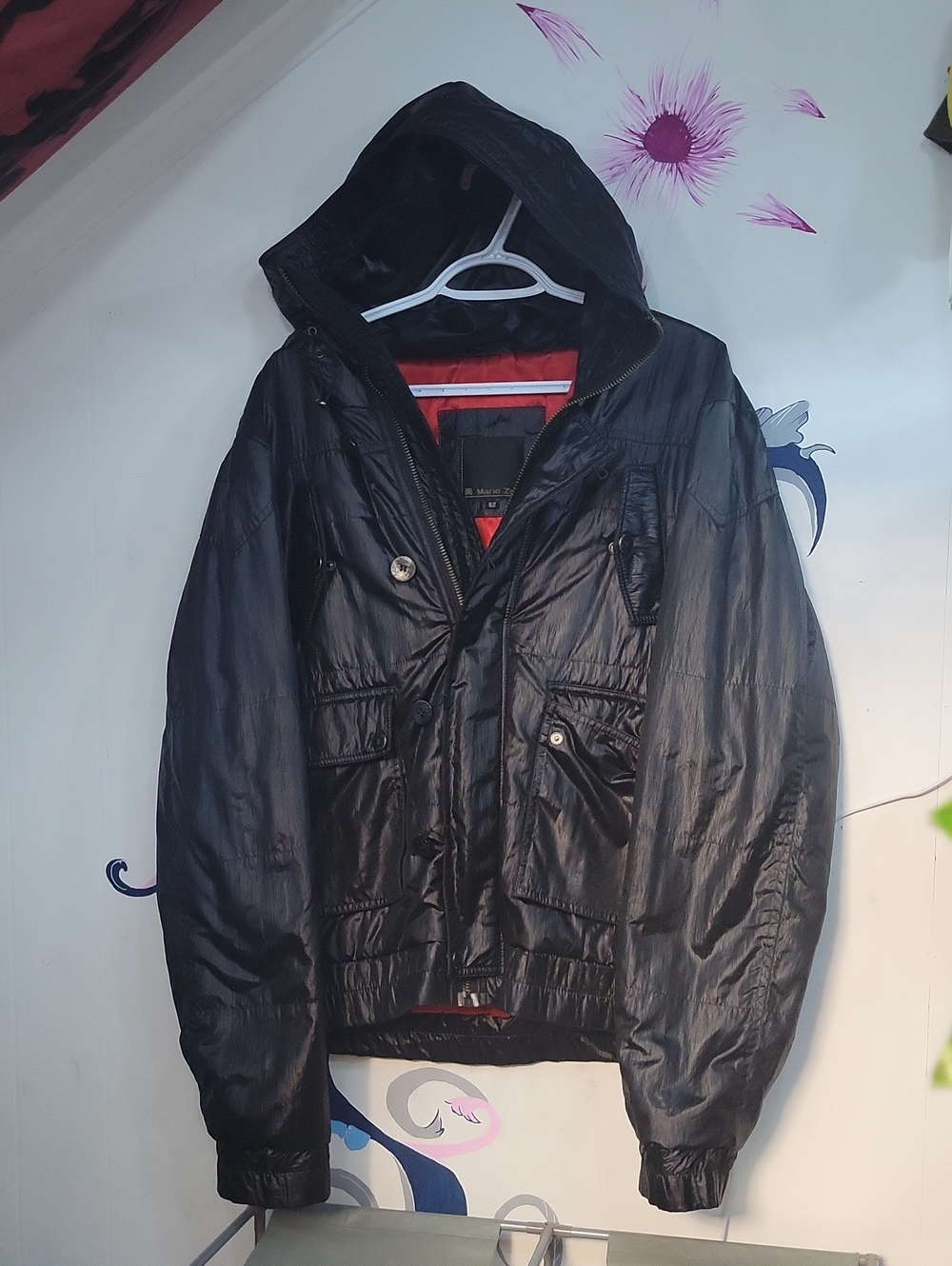 Men's Black Hooded Bomber Jacket - Lightweight Casual Coat Mario Zell